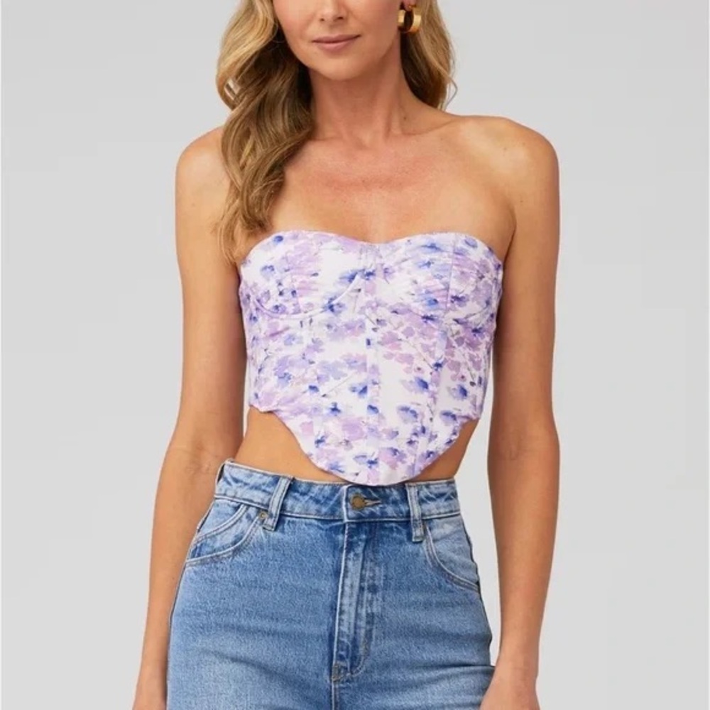 NWOT SIZE XS/ M Bardot Purple and Pink Sleeveless Bustier Crop Top